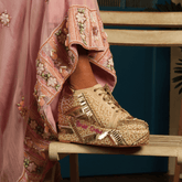 POPPY- Gold Bridal Sneaker Platform Wedges | Tiesta Shoes